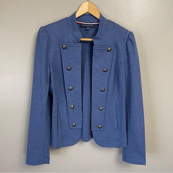 Tommy Hilfiger Womens Casual Military Band Jacket Sky Capt Navy Blue Small - Picture 4 of 12
